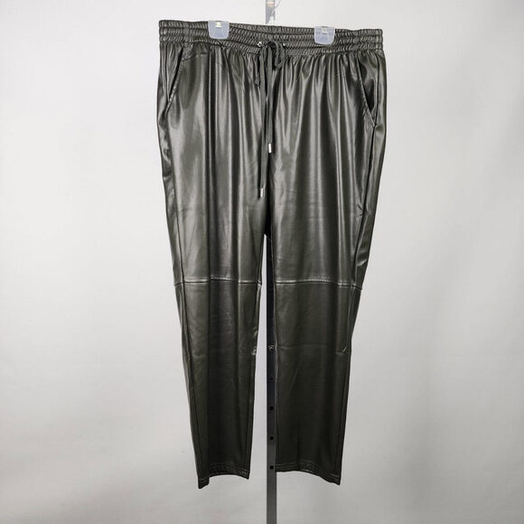 Laundry by Shelli Segal Green Vegan Leather Joggers Size 1X - Picture 1 of 8